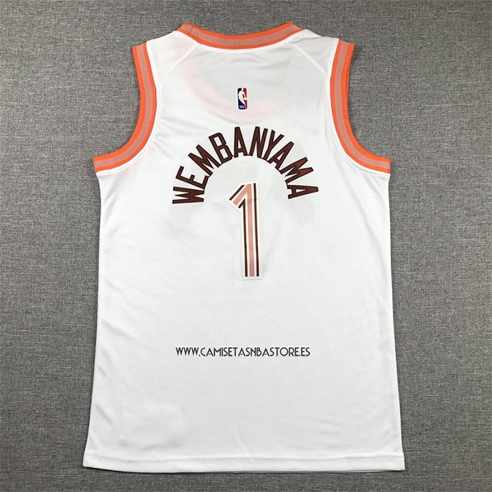 Victor Wembanyama NO 1 Camiseta Nino San Antonio Spurs Ciudad 2023-24 Blanco